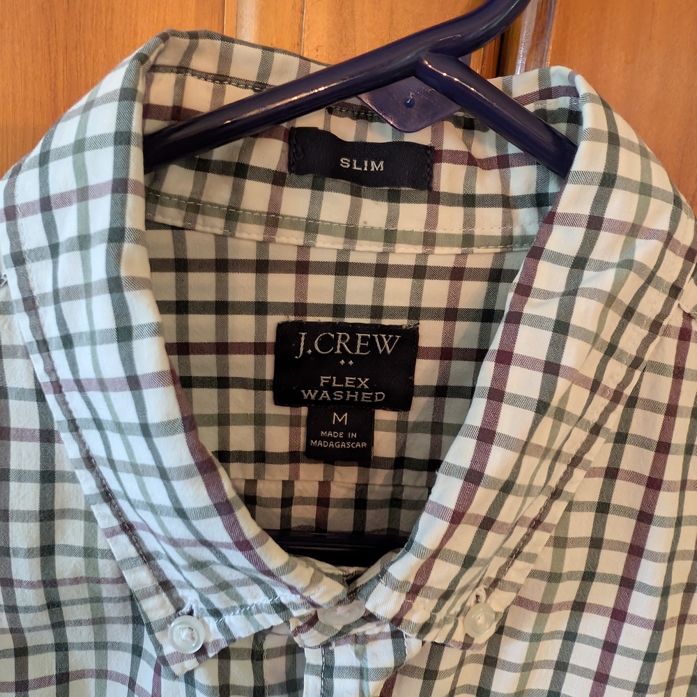 J. Crew Men's Slim Fit Plaid Shirt - Green and Brown